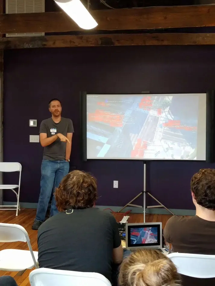 A lightning talk presentation at beCamp